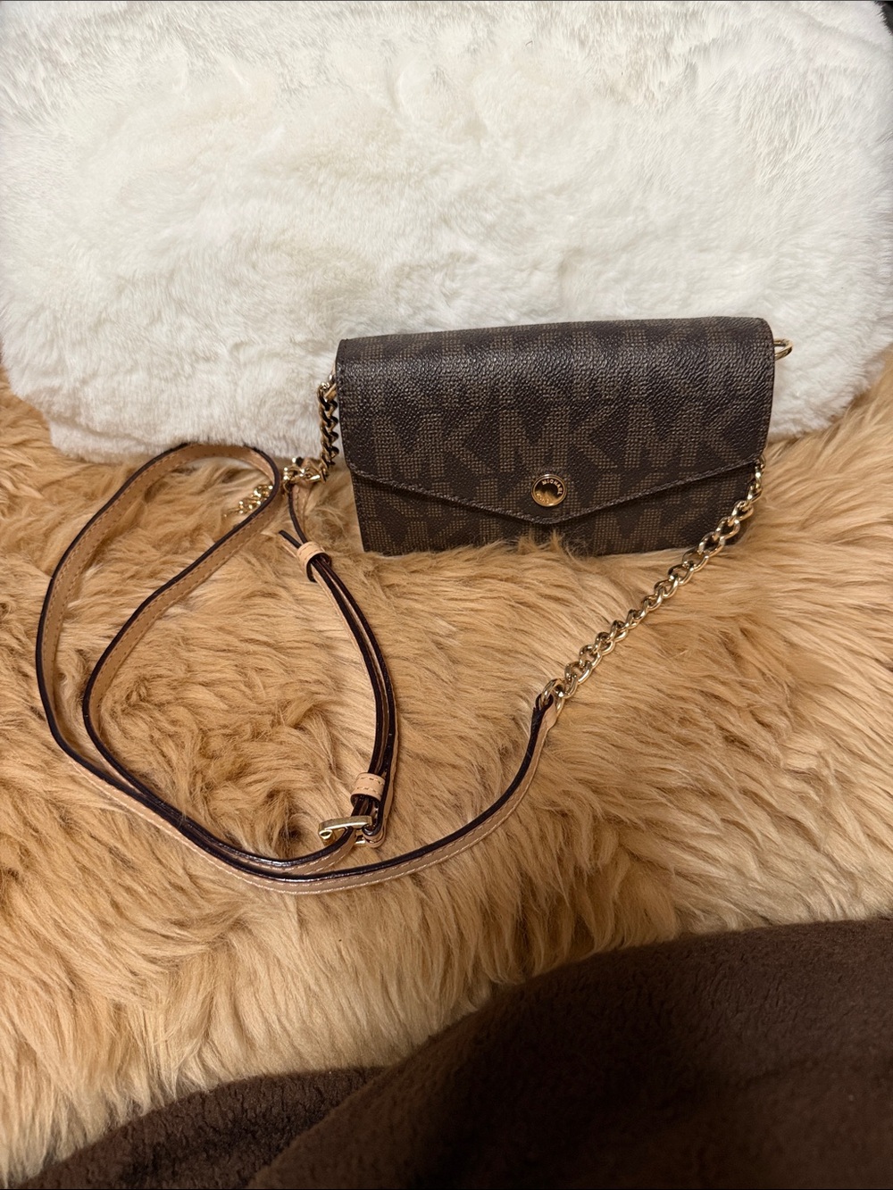 Michael Kors Brown Jet Set Signature Convertible Crossbody Bag